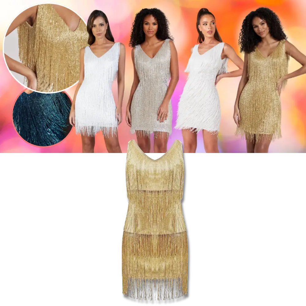 Glamorous Sequin V-Neck Slip Dress - Zoozto