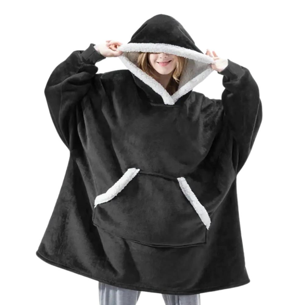 Wearable Blanket Hoodie -Black - Zoozto