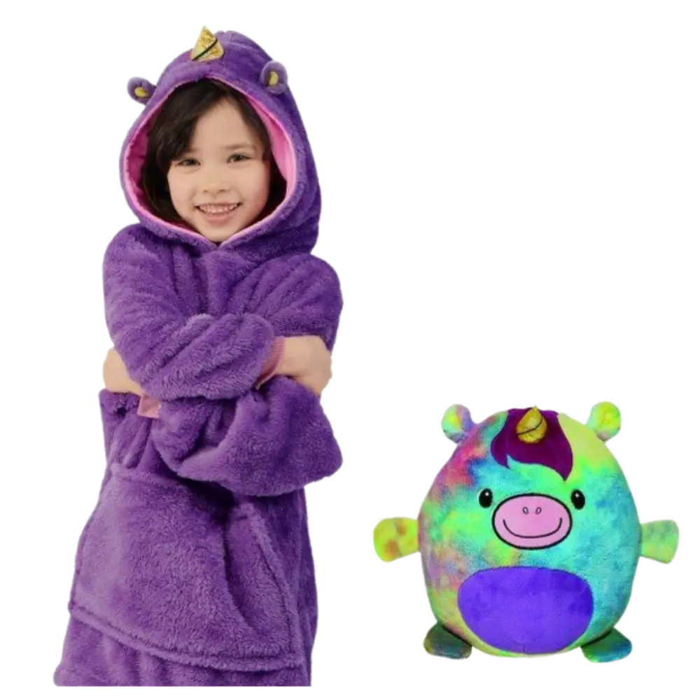 2-in-1 Foldable Plush Hoodie -Purple - Zoozto