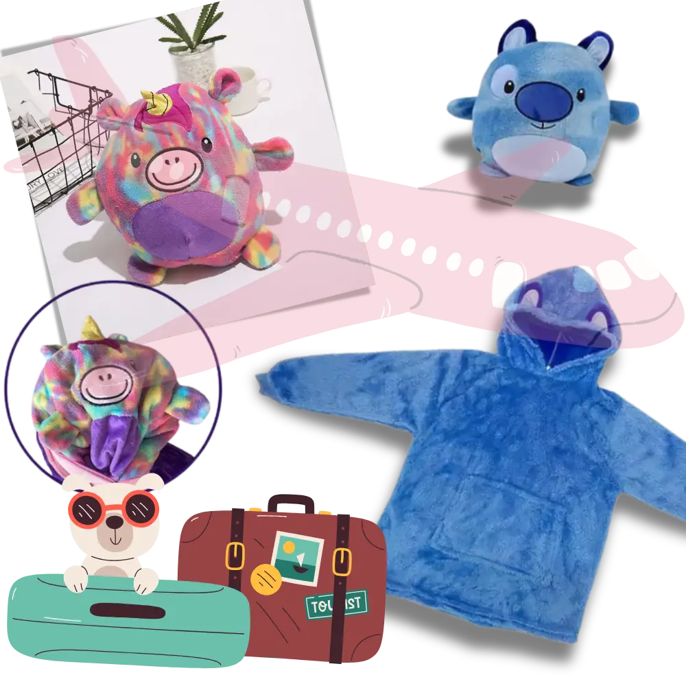 2-in-1 Foldable Plush Hoodie - Zoozto
