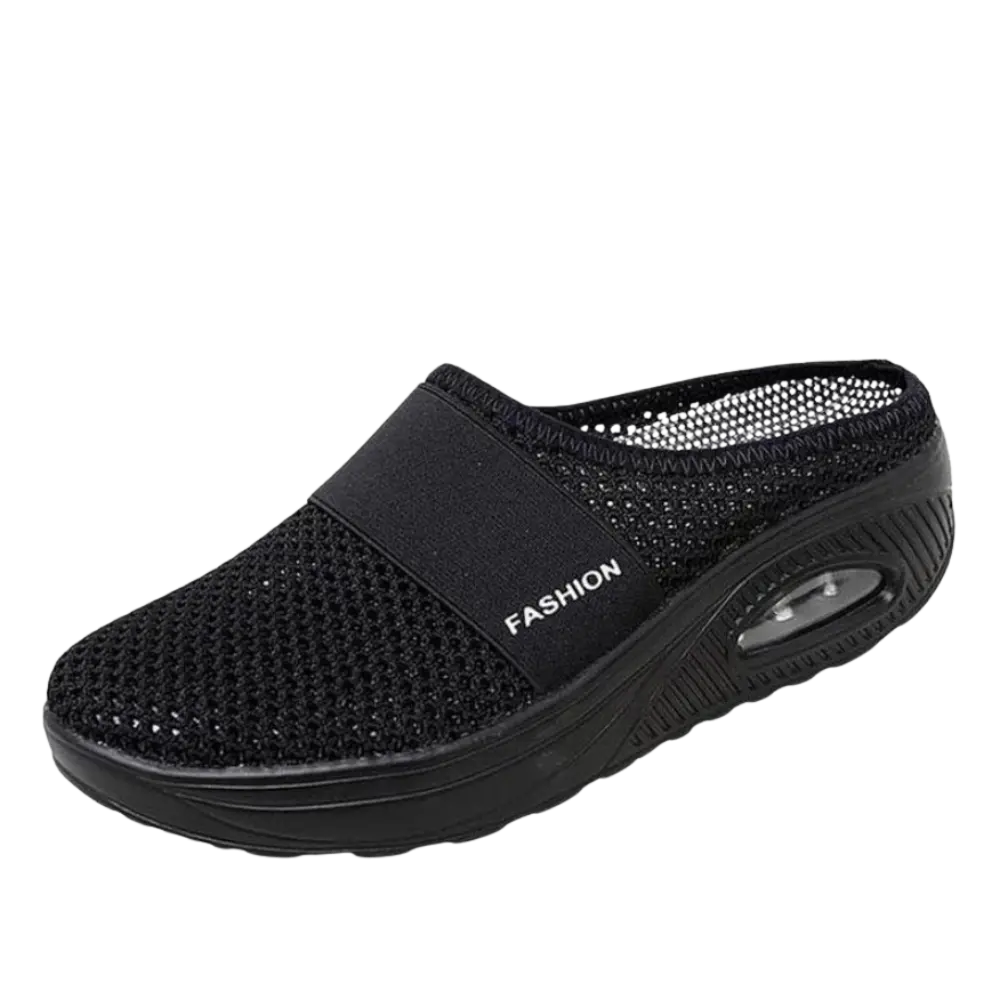 Air-Cushion Diabetic Slip-On Shoes -Black - Zoozto