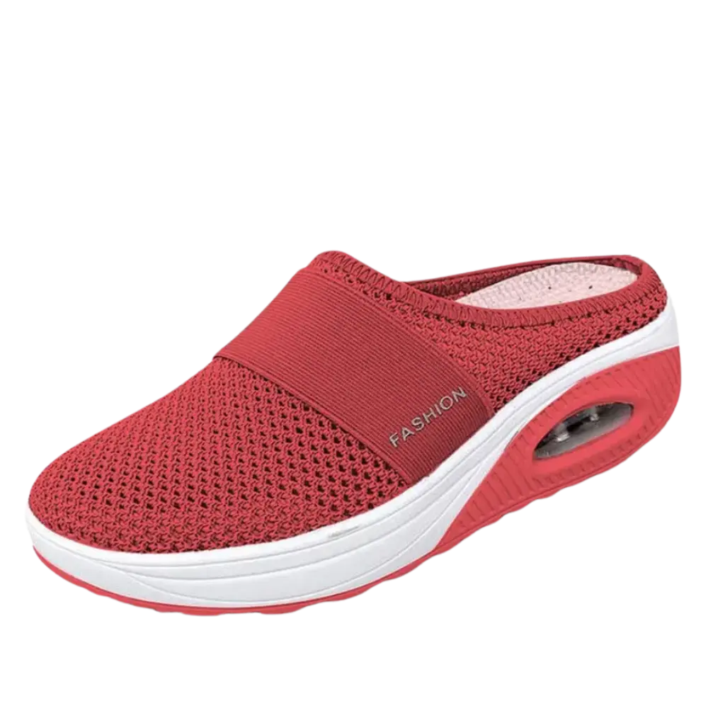 Air-Cushion Diabetic Slip-On Shoes -Red - Zoozto
