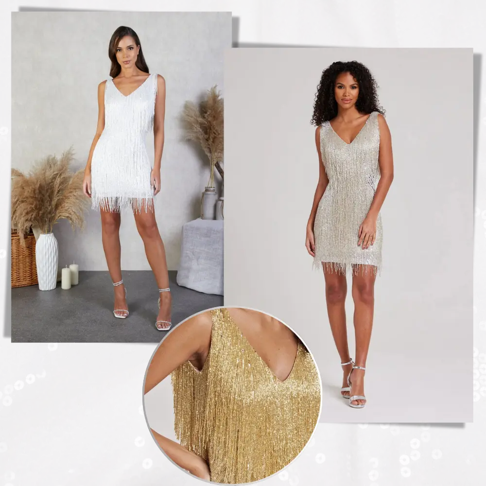 Glamorous Sequin V-Neck Slip Dress - Zoozto