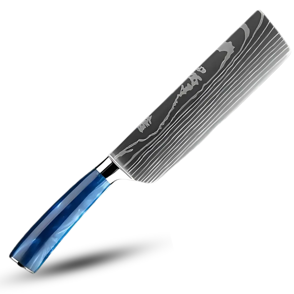 Ocean Blue Japanese Knives -Nakiri - Cleaver Knife 7 inch/17.5 cm - Zoozto