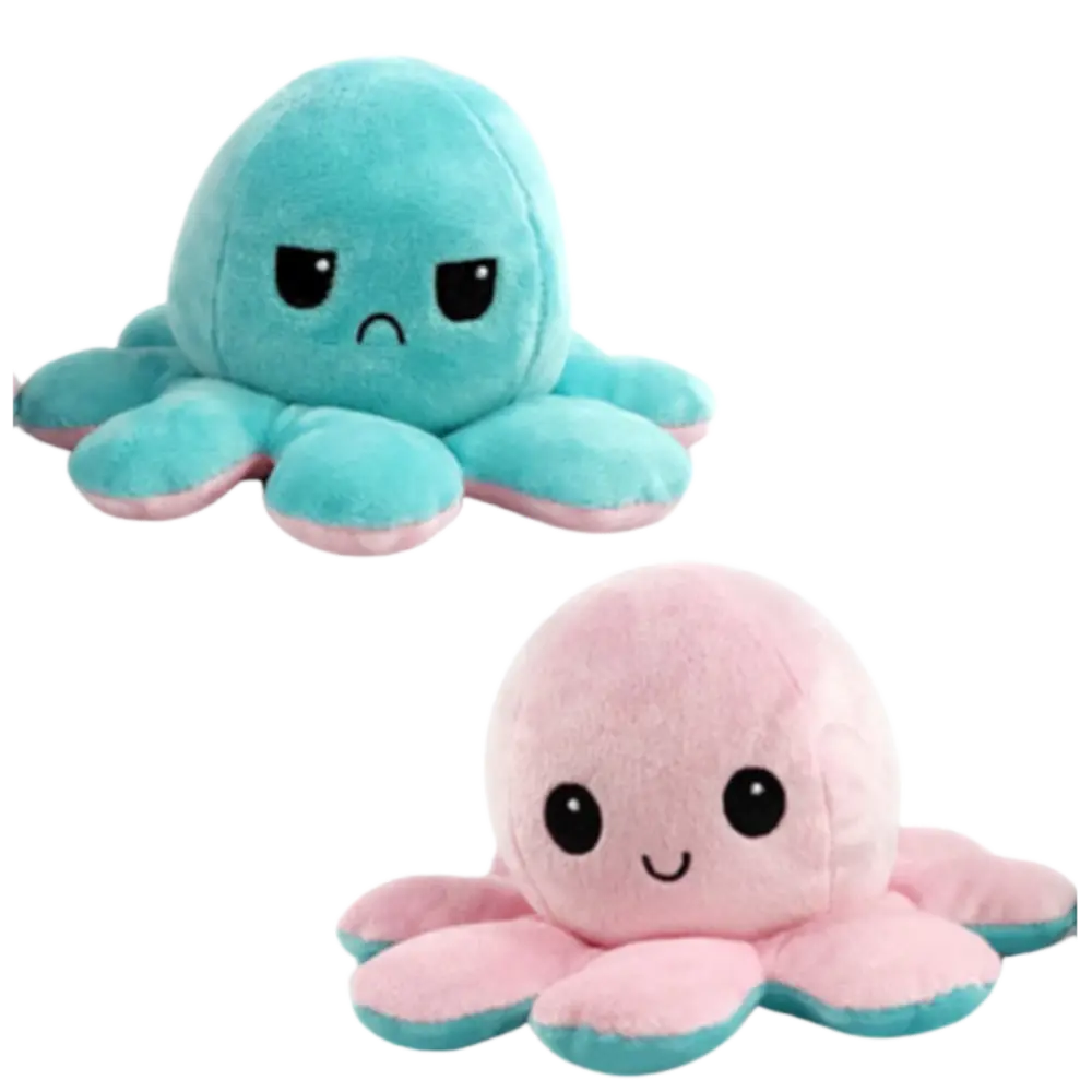 Reversible Octopus Plush -Green-Pink - Zoozto