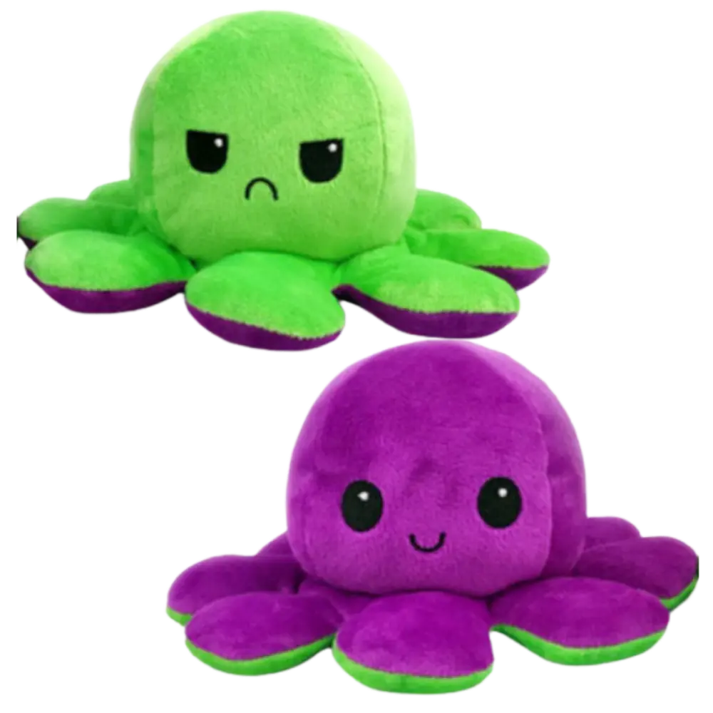 Reversible Octopus Plush -Green-Violet - Zoozto