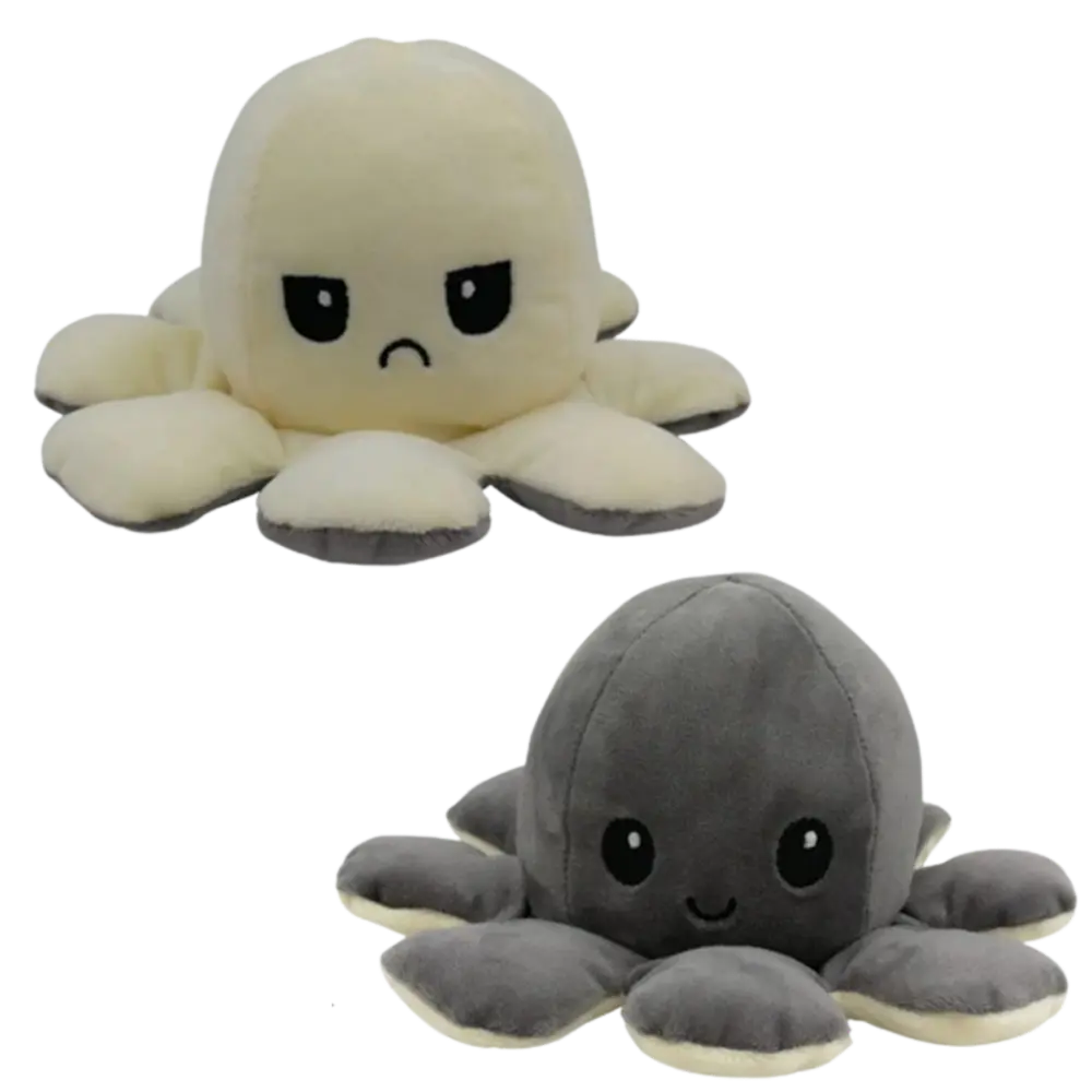 Reversible Octopus Plush -Grey-White - Zoozto
