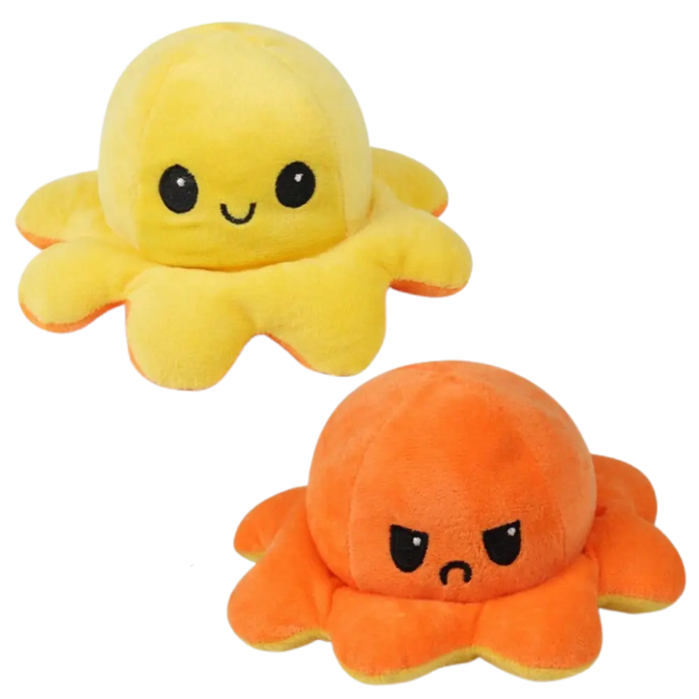 Reversible Octopus Plush -Orange-Yellow - Zoozto