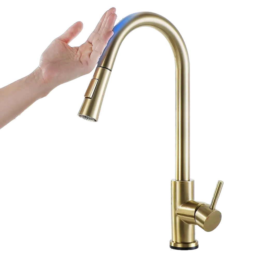 Smart Kitchen Faucet with Sensor -Brush Gold - Zoozto