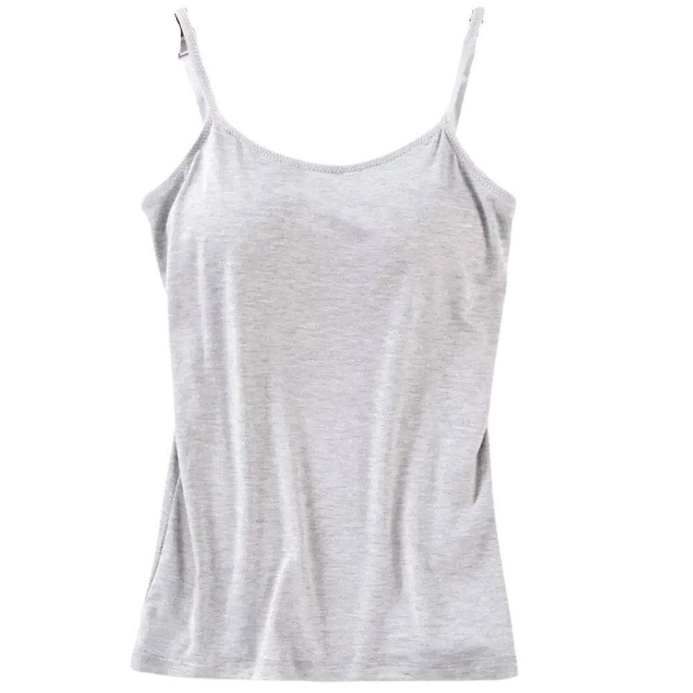 Stylish Cami with Built-In Bra -Gray - Zoozto