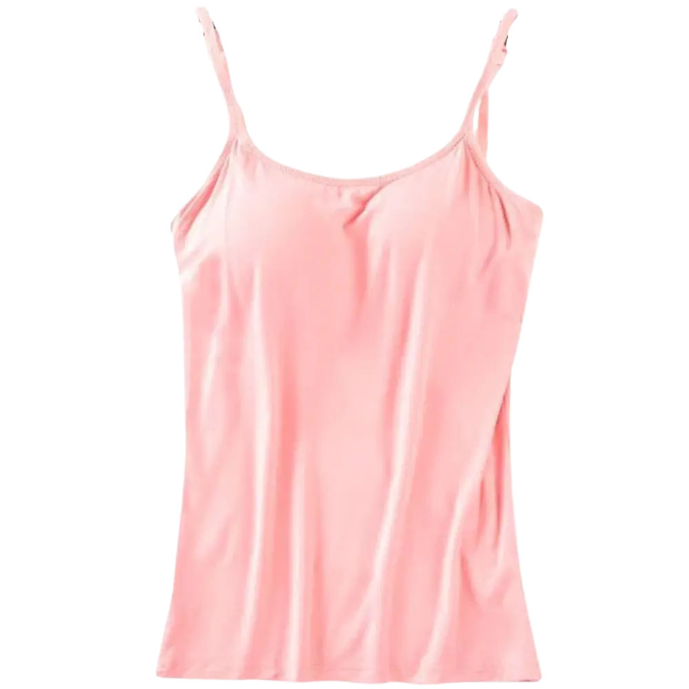 Stylish Cami with Built-In Bra -Pink - Zoozto