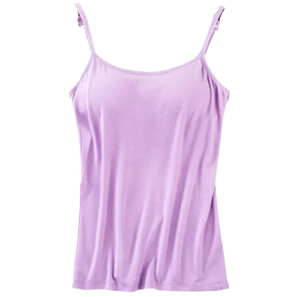 Stylish Cami with Built-In Bra -Purple - Zoozto