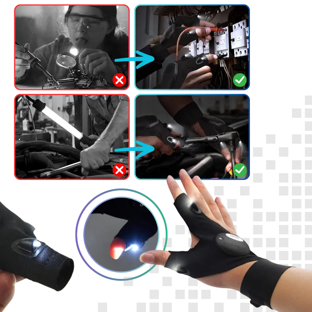Waterproof LED Flashlight Gloves - Zoozto