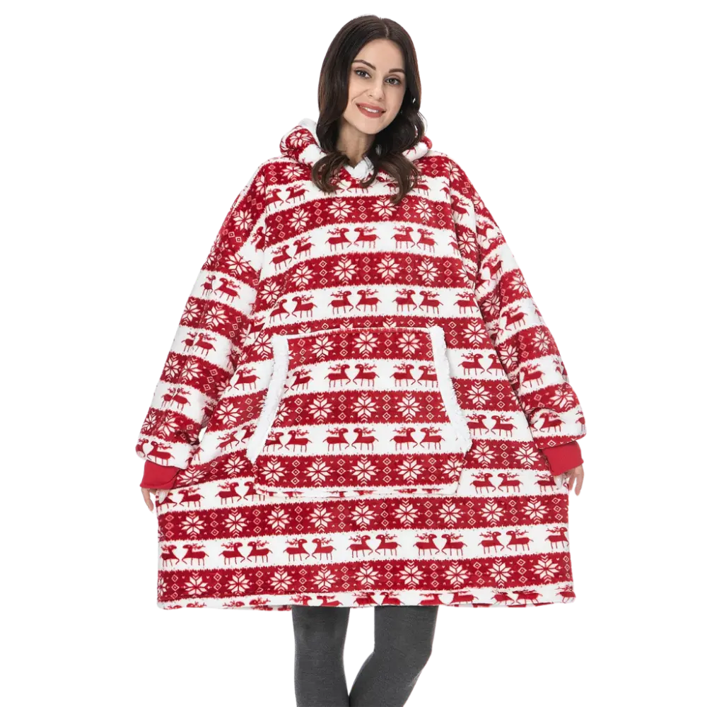 Wearable Blanket Hoodie -Christmas Red - Zoozto