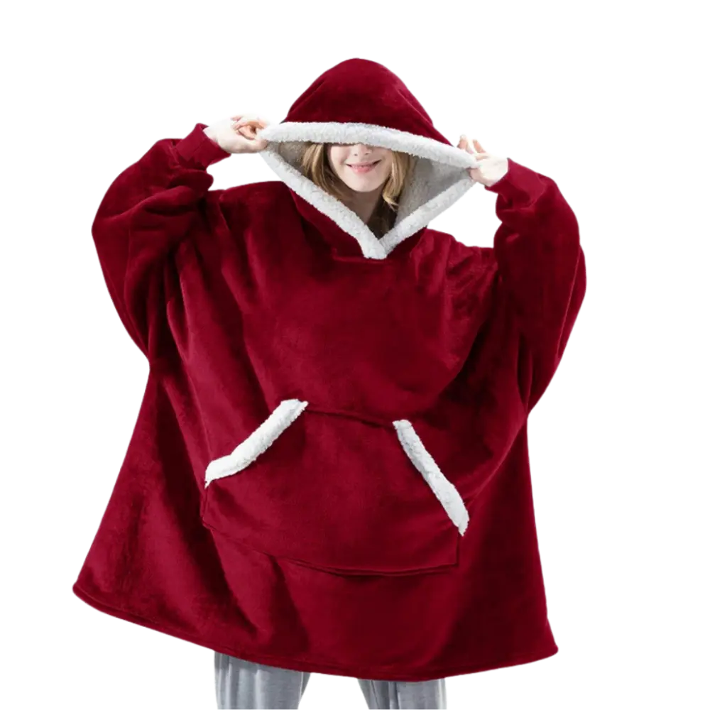 Wearable Blanket Hoodie -Dark Red - Zoozto