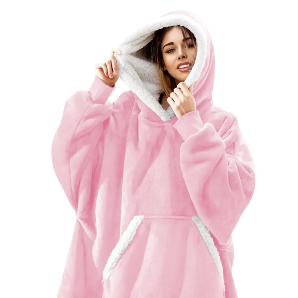Wearable Blanket Hoodie -Pink - Zoozto